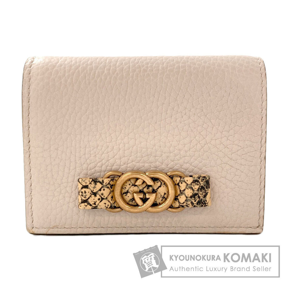 Gucci Interlocking G Bi fold Wallet coin purse Leather Python